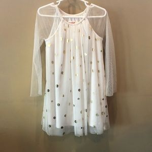 White/gold polka dot 5T dress
